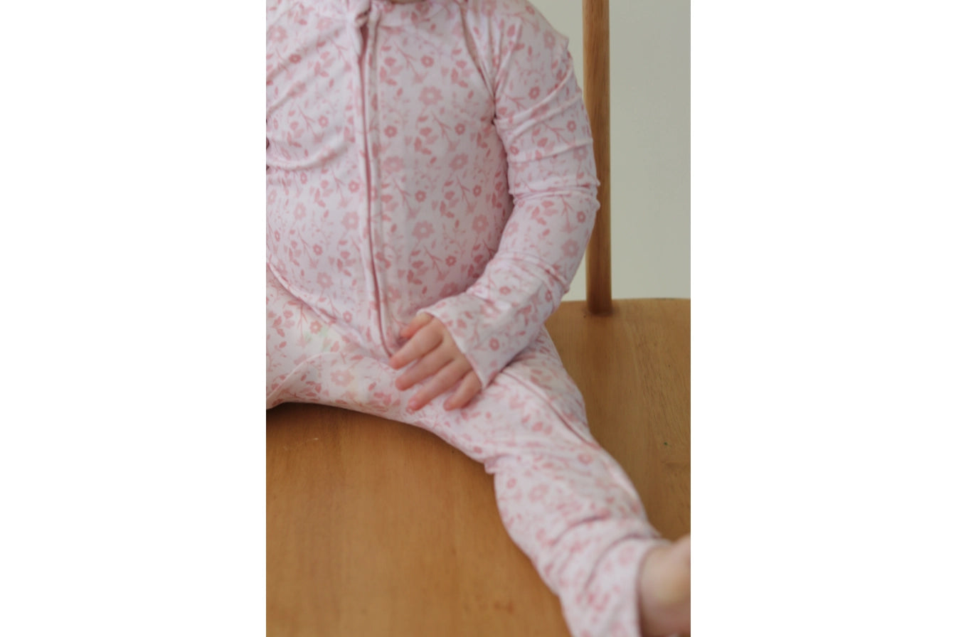 Baby Girl Pink Petal Zip Pajamas