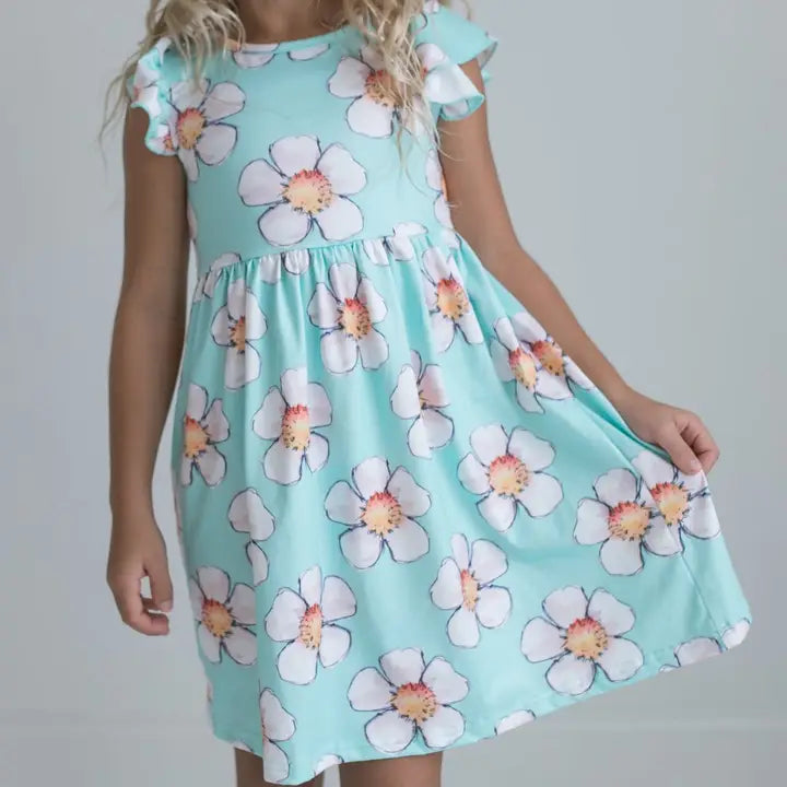 Girl Mint Floral Spring Twirl Dress