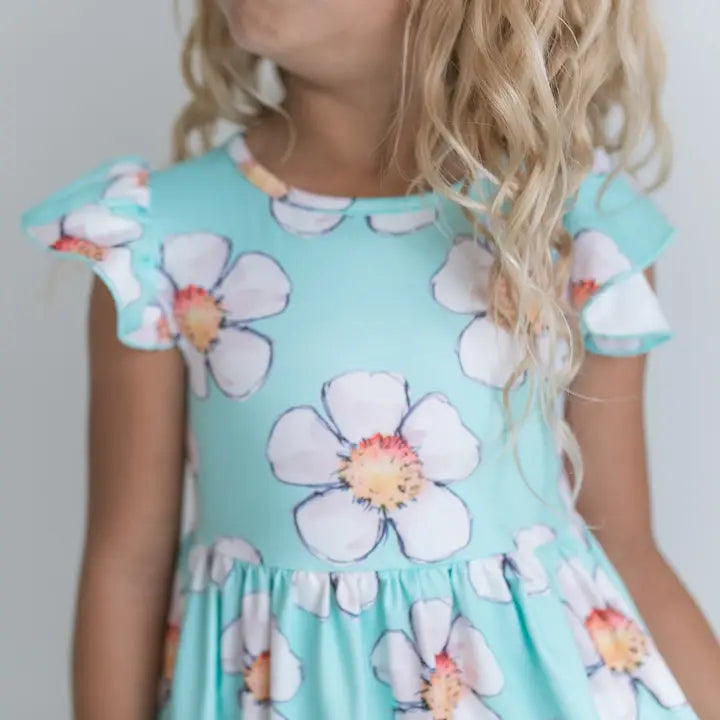 Girl Mint Floral Spring Twirl Dress