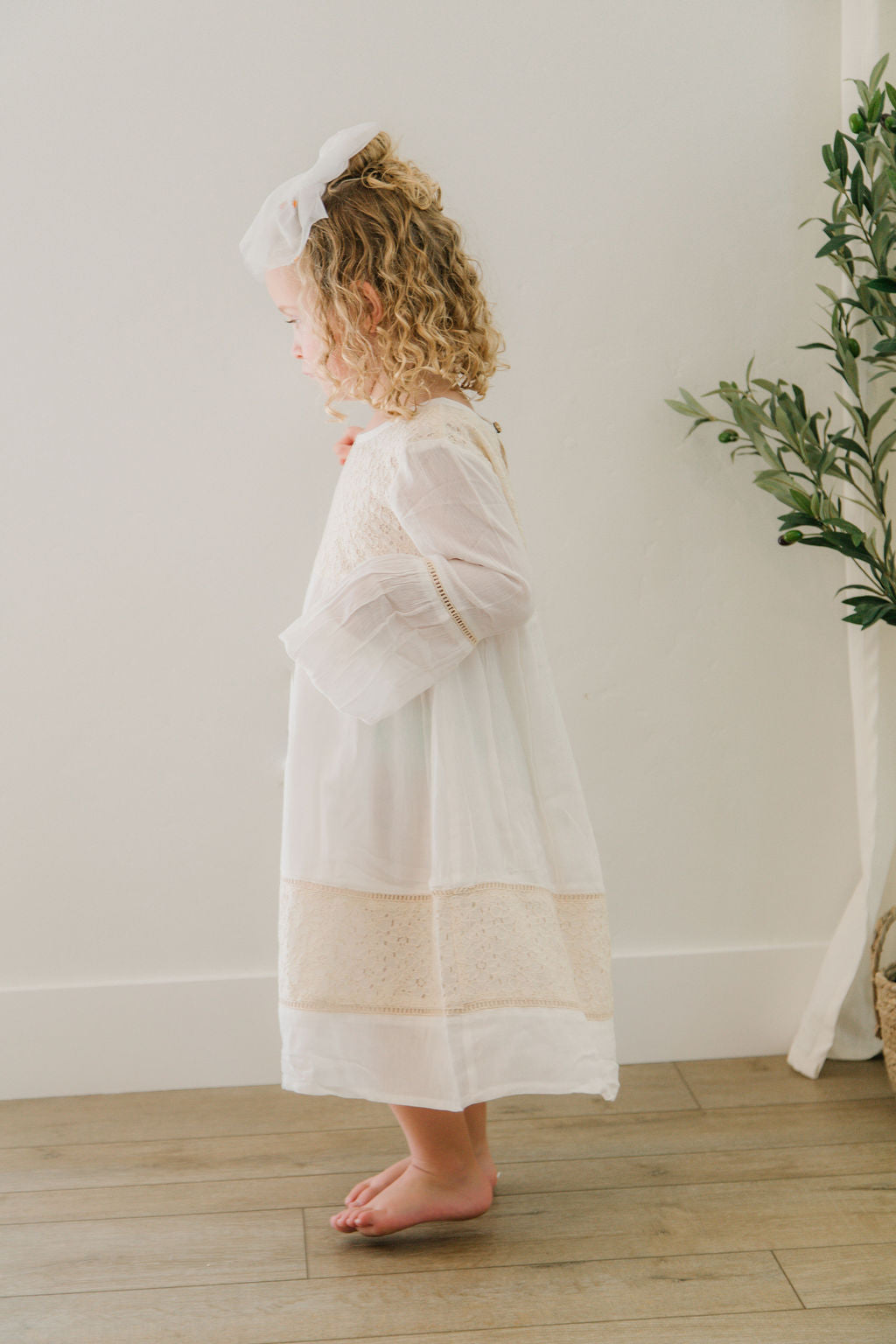 Girl Ivory Lace Detail Dress