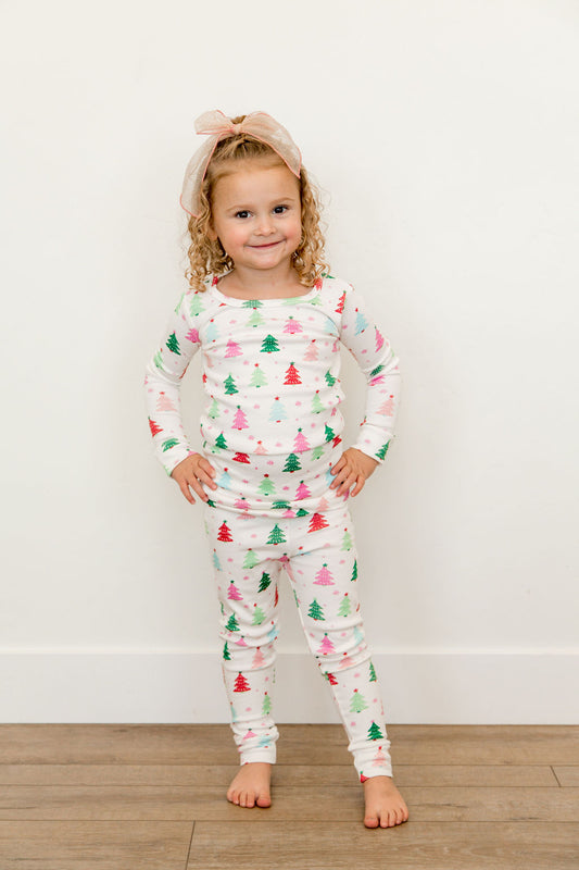 Girl Pink Christmas Tree 2 Piece Set