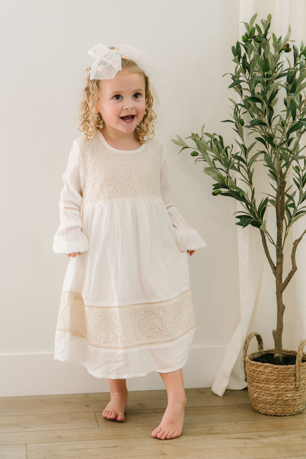 Girl Ivory Lace Detail Dress