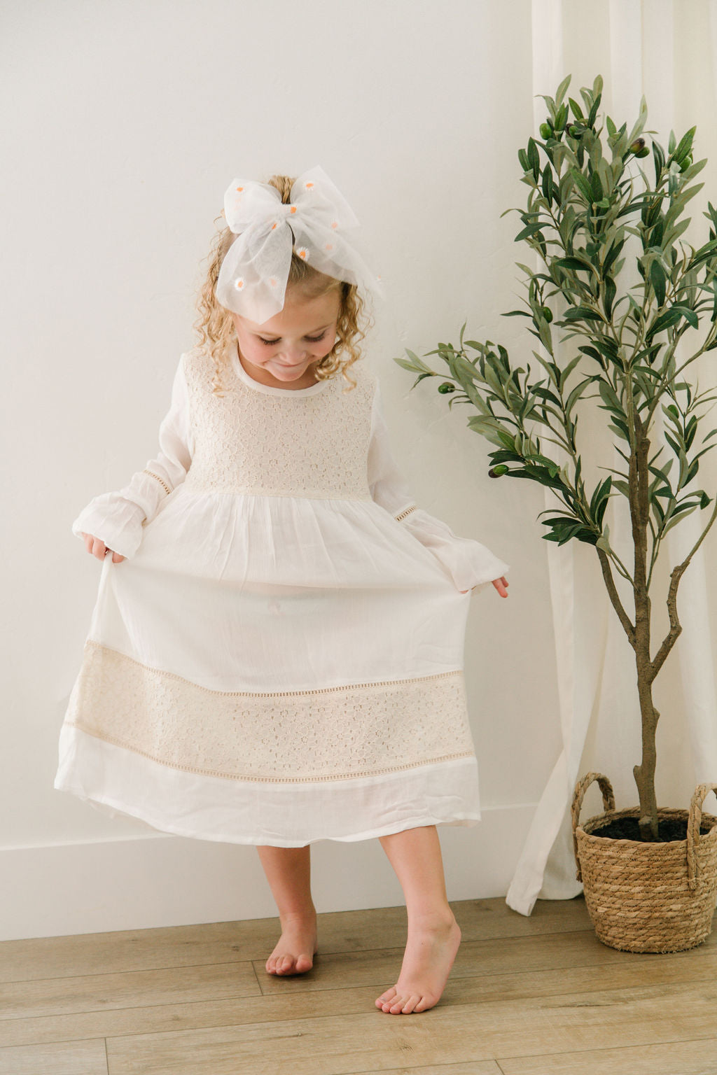 Girl Ivory Lace Detail Dress