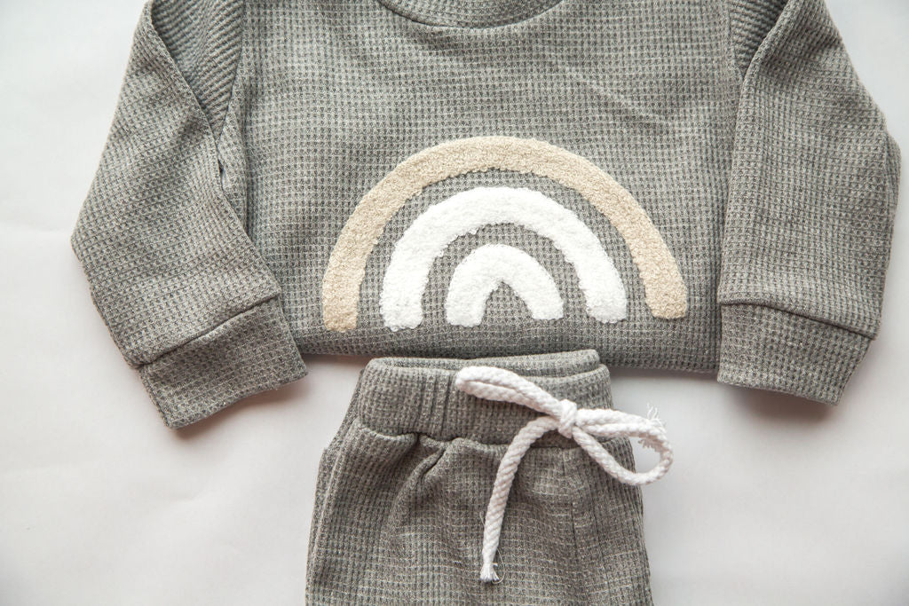 2-Piece Cozy Grey Baby Long Sleeve Sweatshirt and Pant Outfit