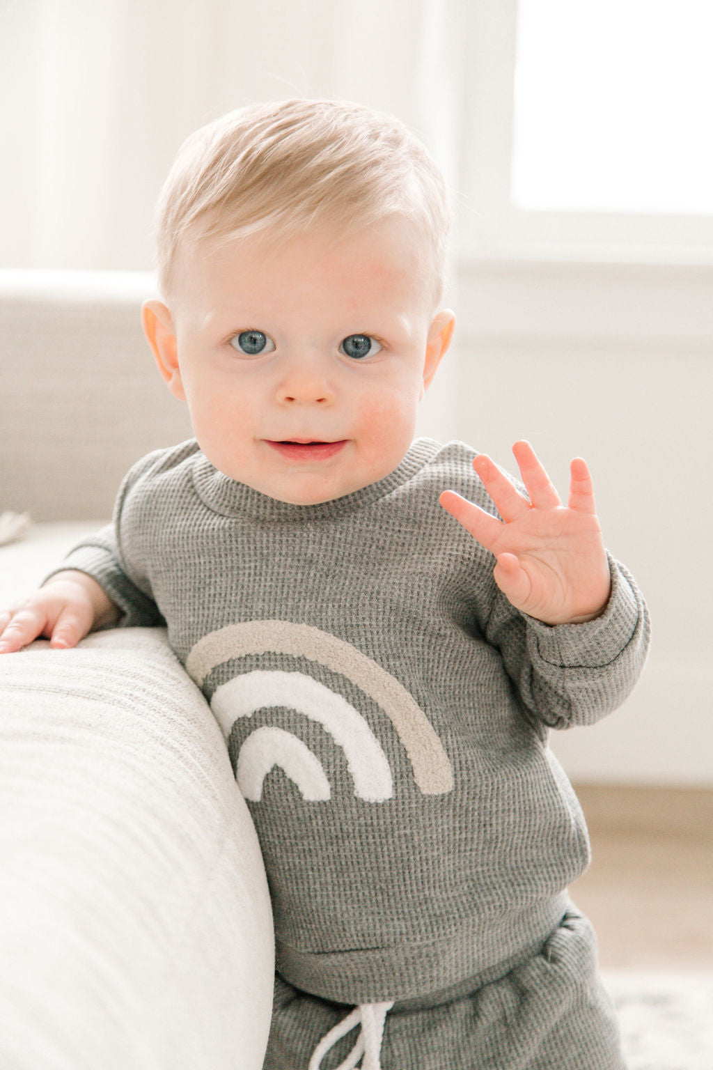 2-Piece Cozy Grey Baby Long Sleeve Sweatshirt and Pant Outfit