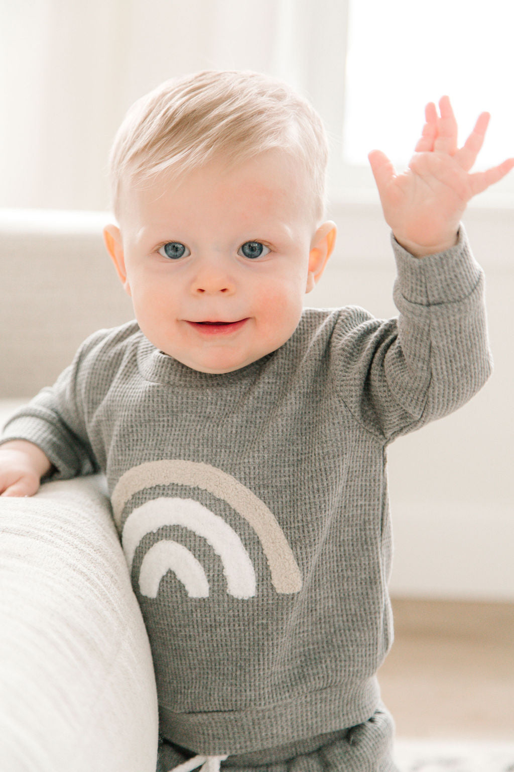 2-Piece Cozy Grey Baby Long Sleeve Sweatshirt and Pant Outfit