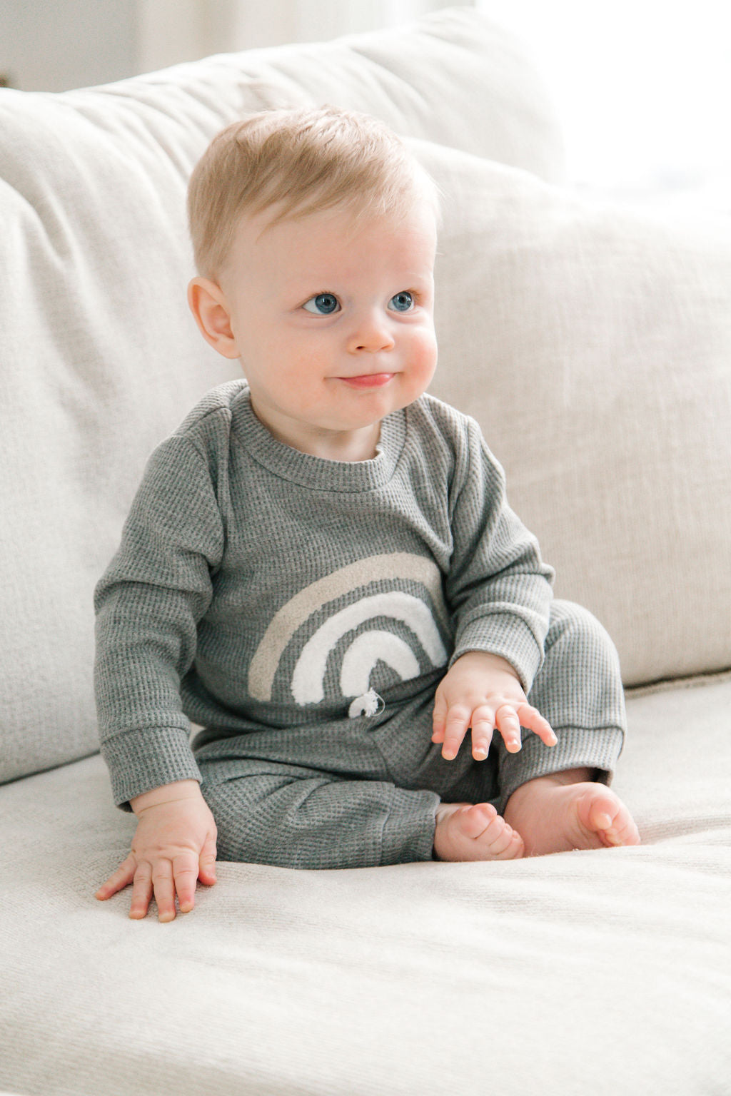 2-Piece Cozy Grey Baby Long Sleeve Sweatshirt and Pant Outfit