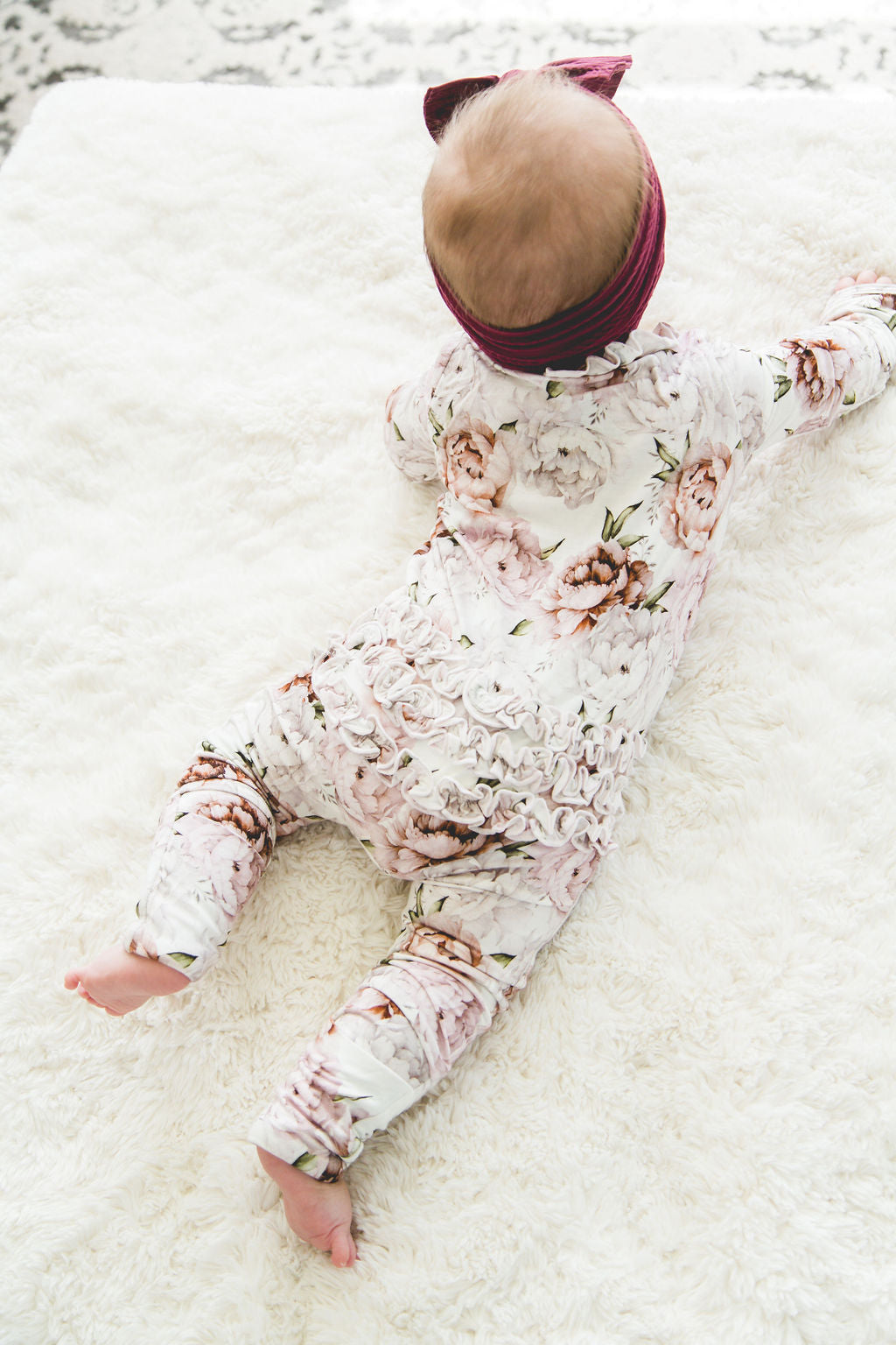 Bamboo Baby Girl Floral Sleeper with zipper and fold over hands and feet.