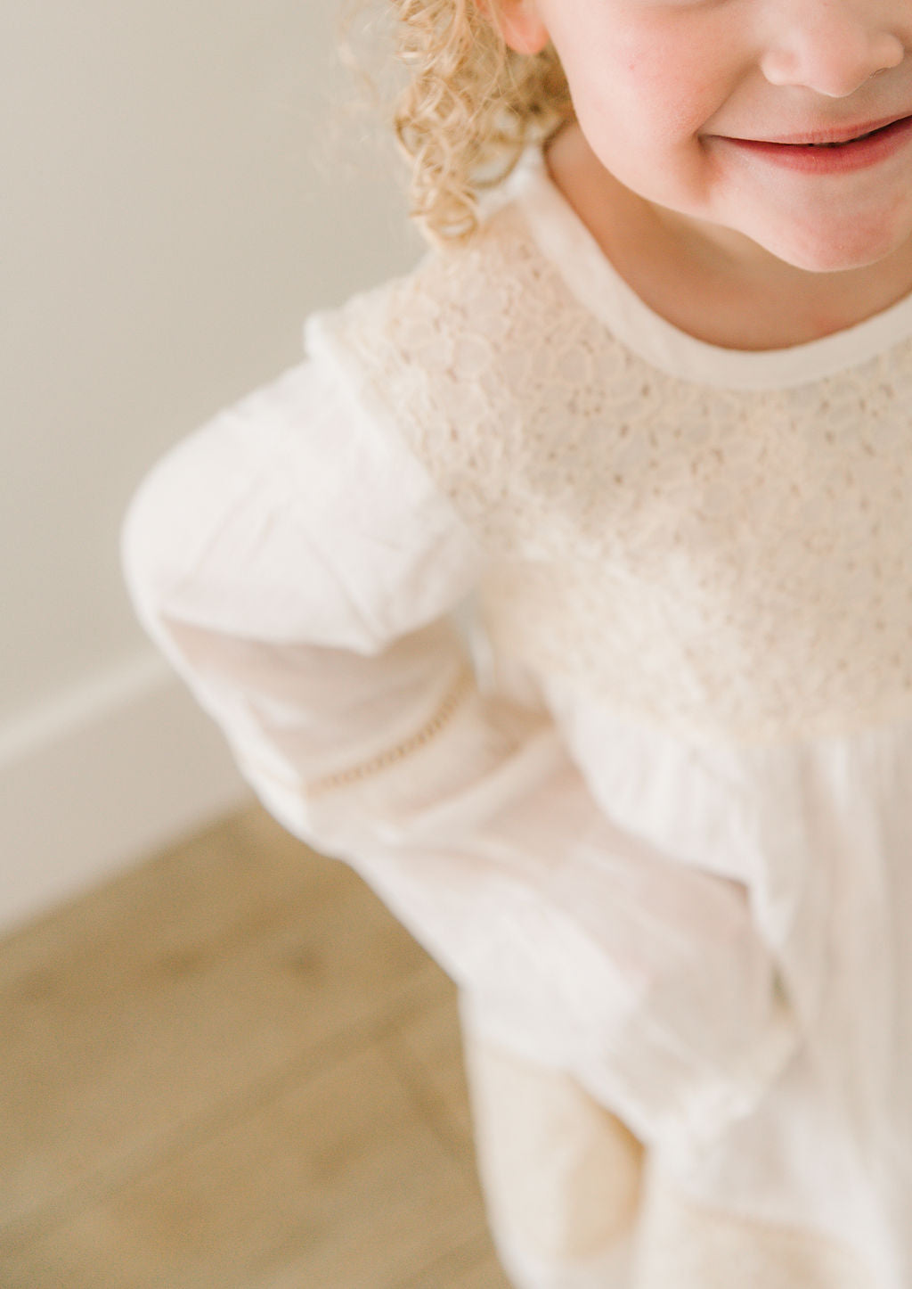 Girl Ivory Lace Detail Dress