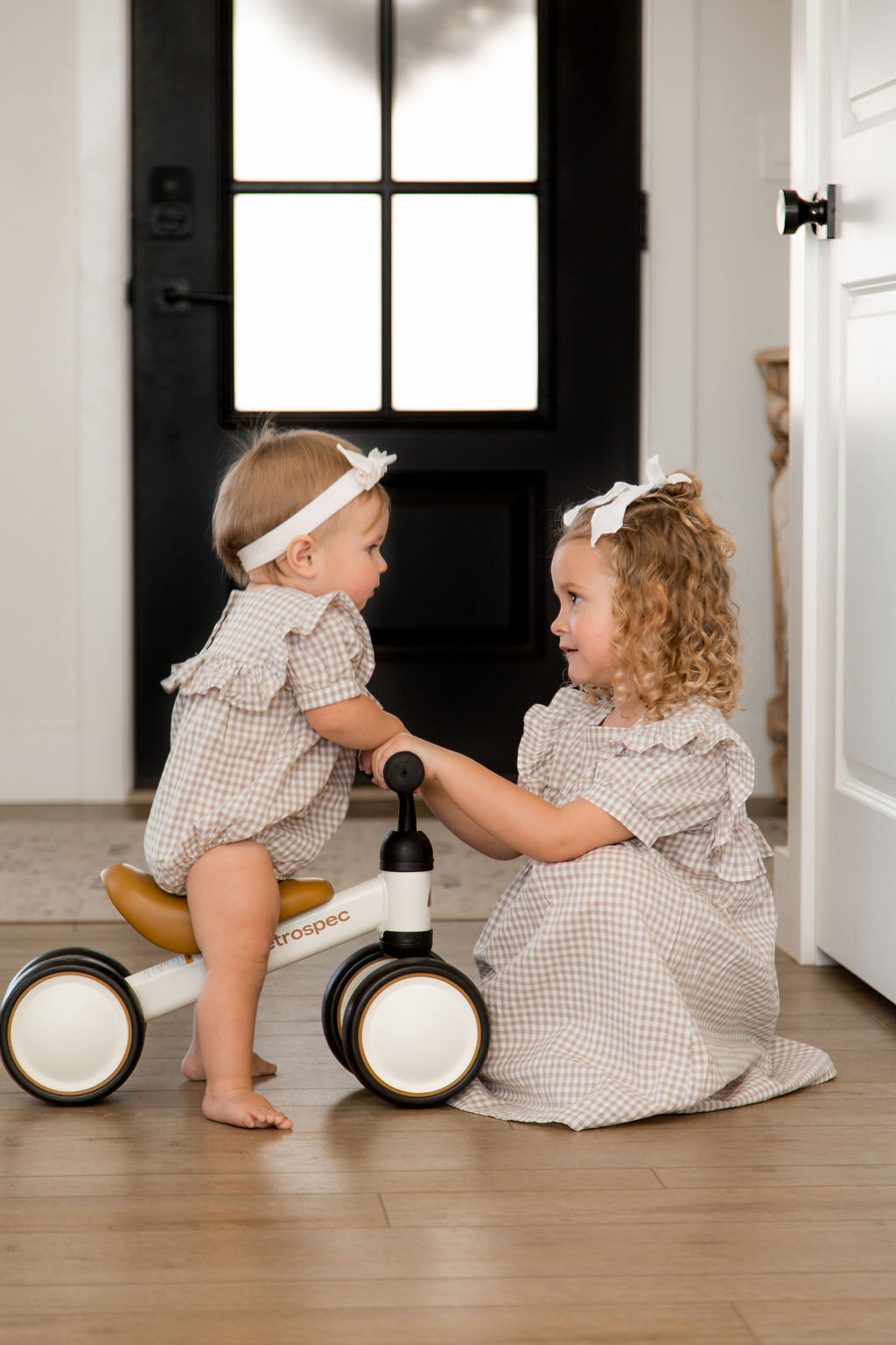 Girl Plaid Ruffle Dress with Matching Sister Romper