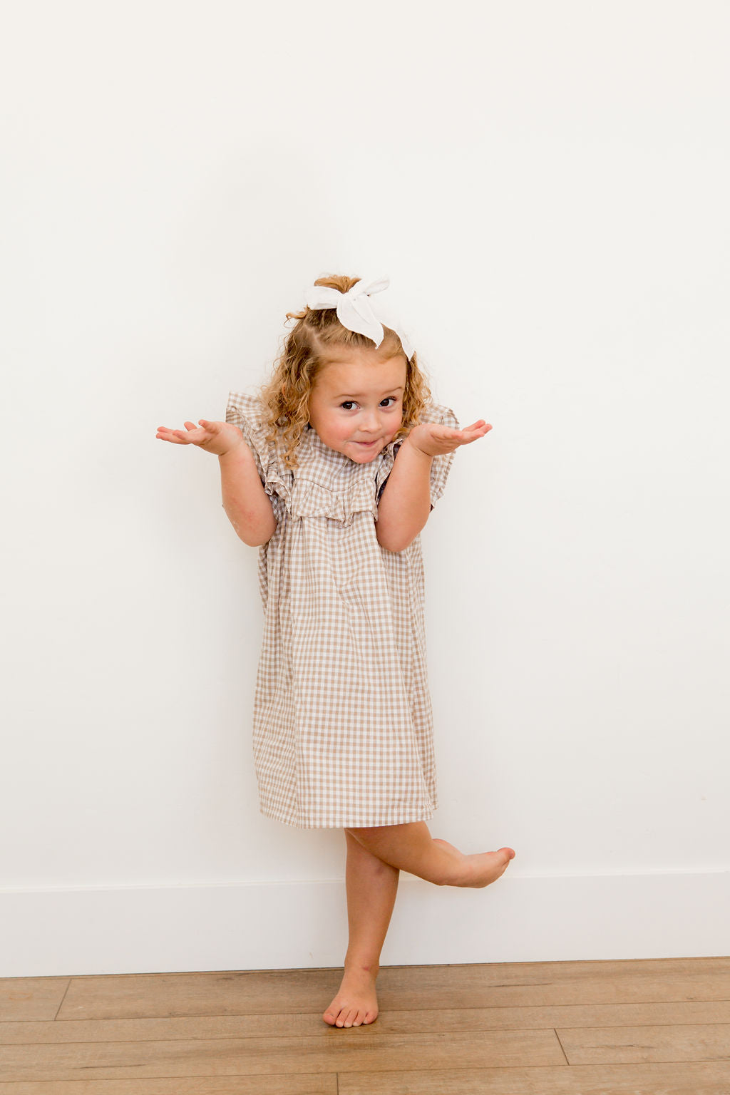 Girl Plaid Ruffle Dress with Matching Sister Romper