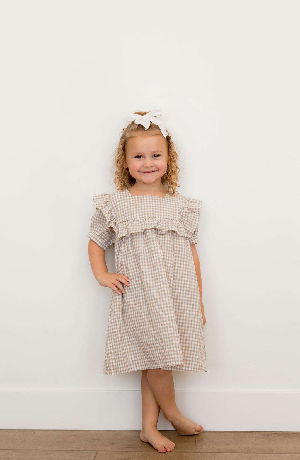 Girl Plaid Ruffle Dress with Matching Sister Romper