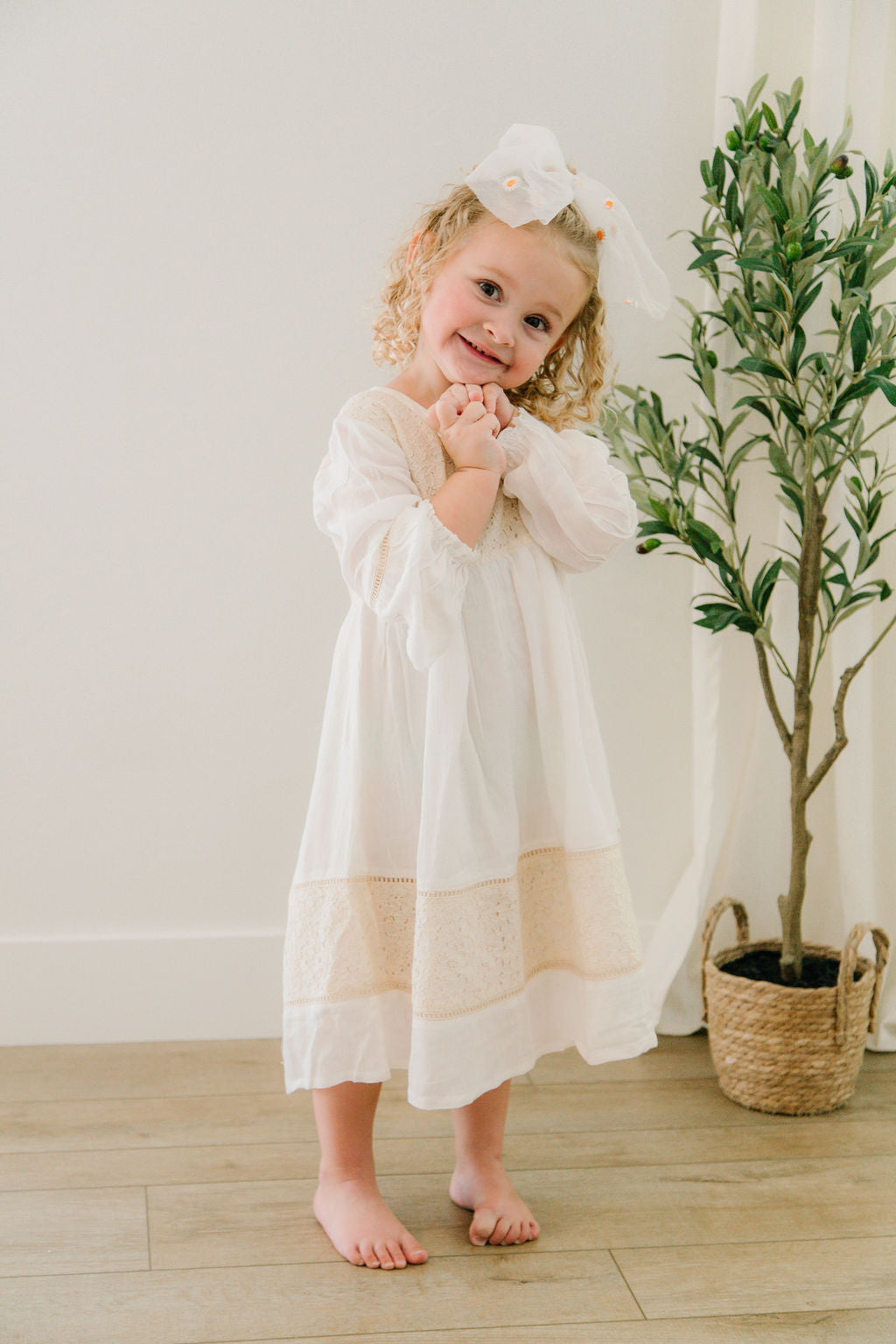 Girl Ivory Lace Detail Dress