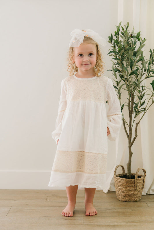 Girl Ivory Lace Detail Dress