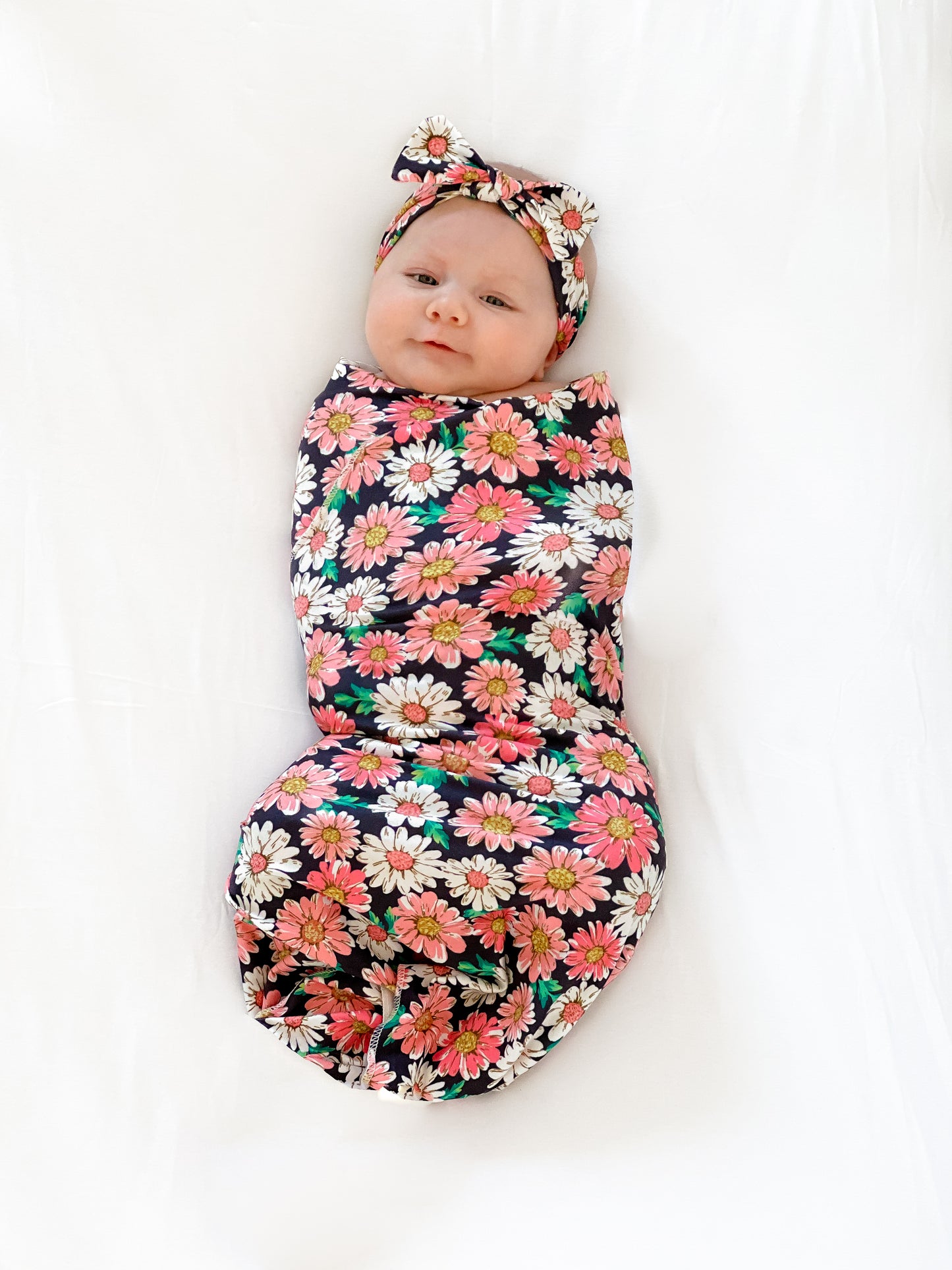 Newborn Baby Swaddle Jersey Knit Blanket with Matching Bow