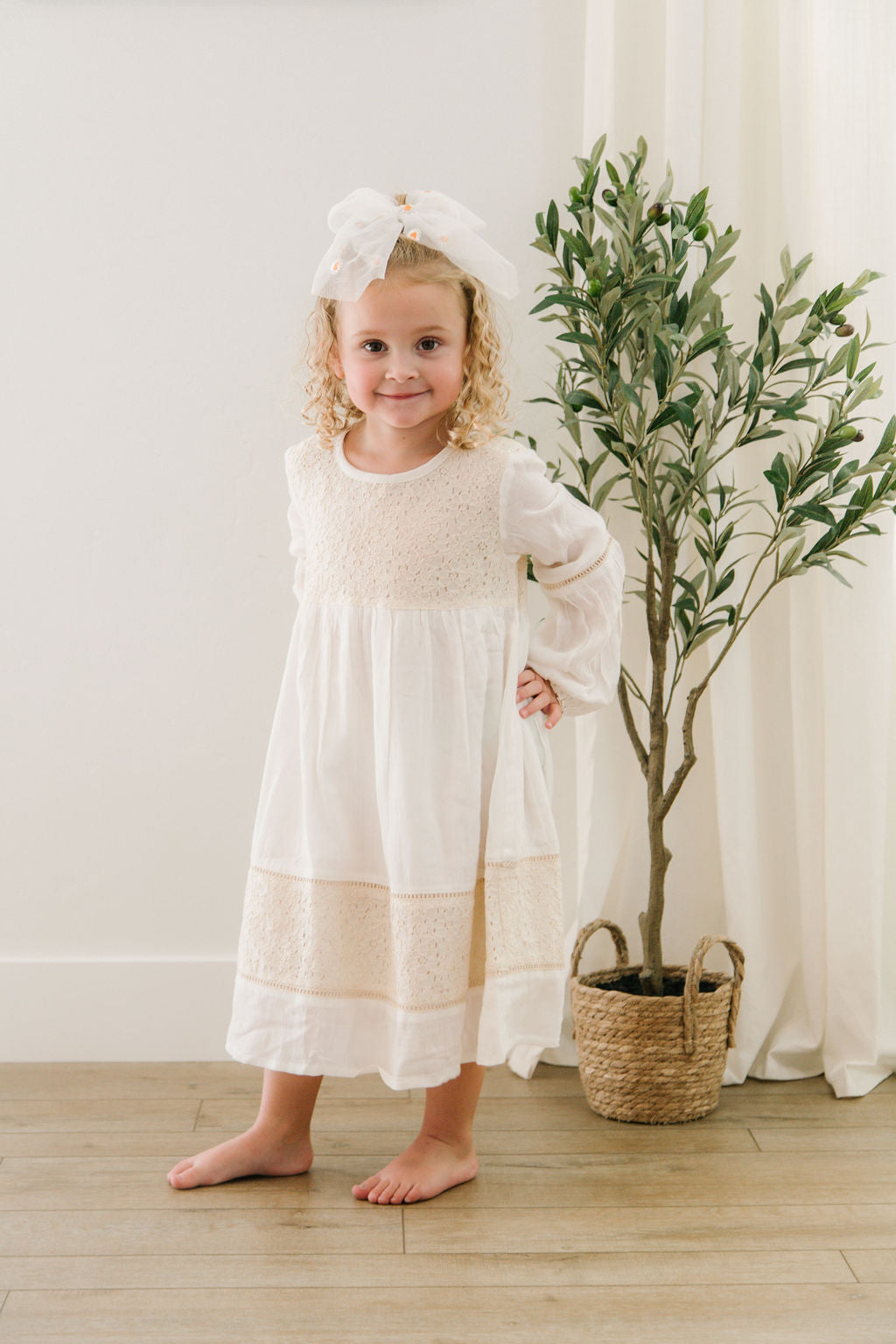 Girl Ivory Lace Detail Dress