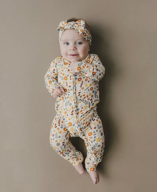 Bamboo Fall Flowers 2 Way Zip Romper