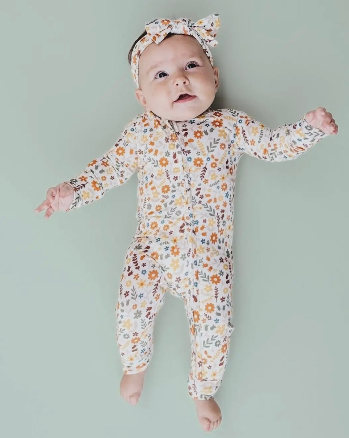 Bamboo Fall Flowers 2 Way Zip Romper