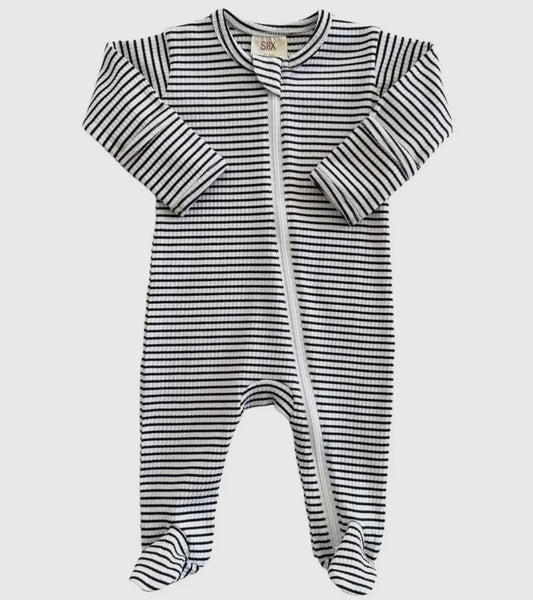 Black Stripe 2-Way Zip Footie