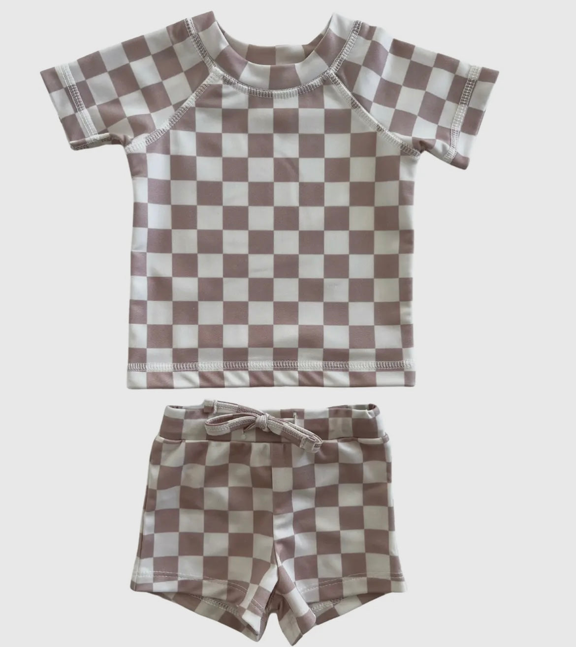 Checkerboard Rash guard Swim Set