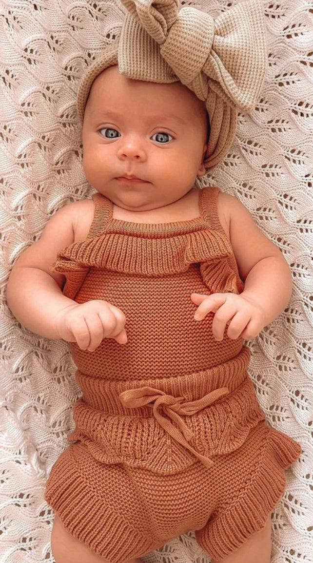 2-piece Rust Knit Sleeveless Top & Shorts