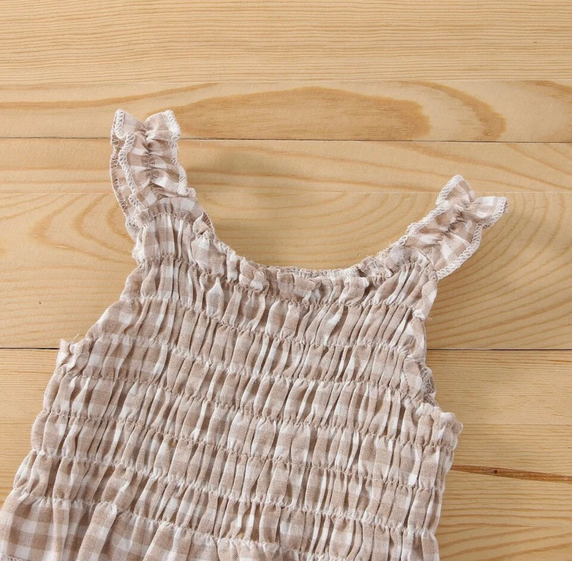 3-piece Plaid Sleeveless Ruffle Top & Shorts