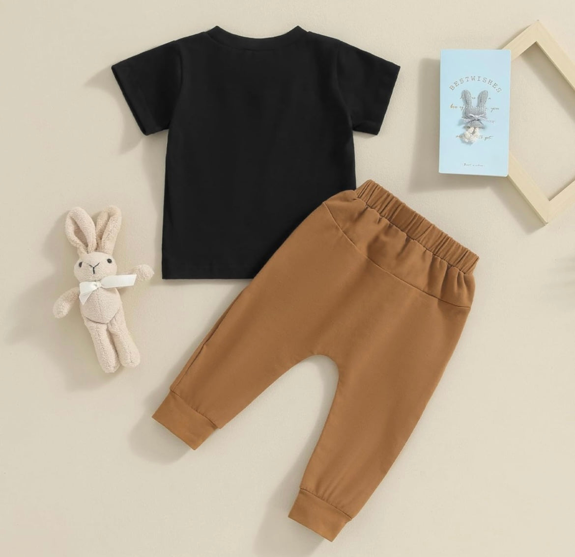 Easter Checkerboard Bunny T-shirt and Pants Set