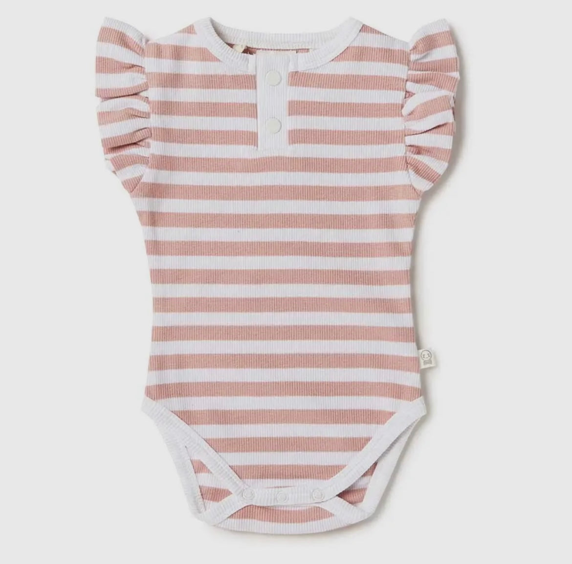 Pink Stripe Short Ruffle Sleeve Bodysuit