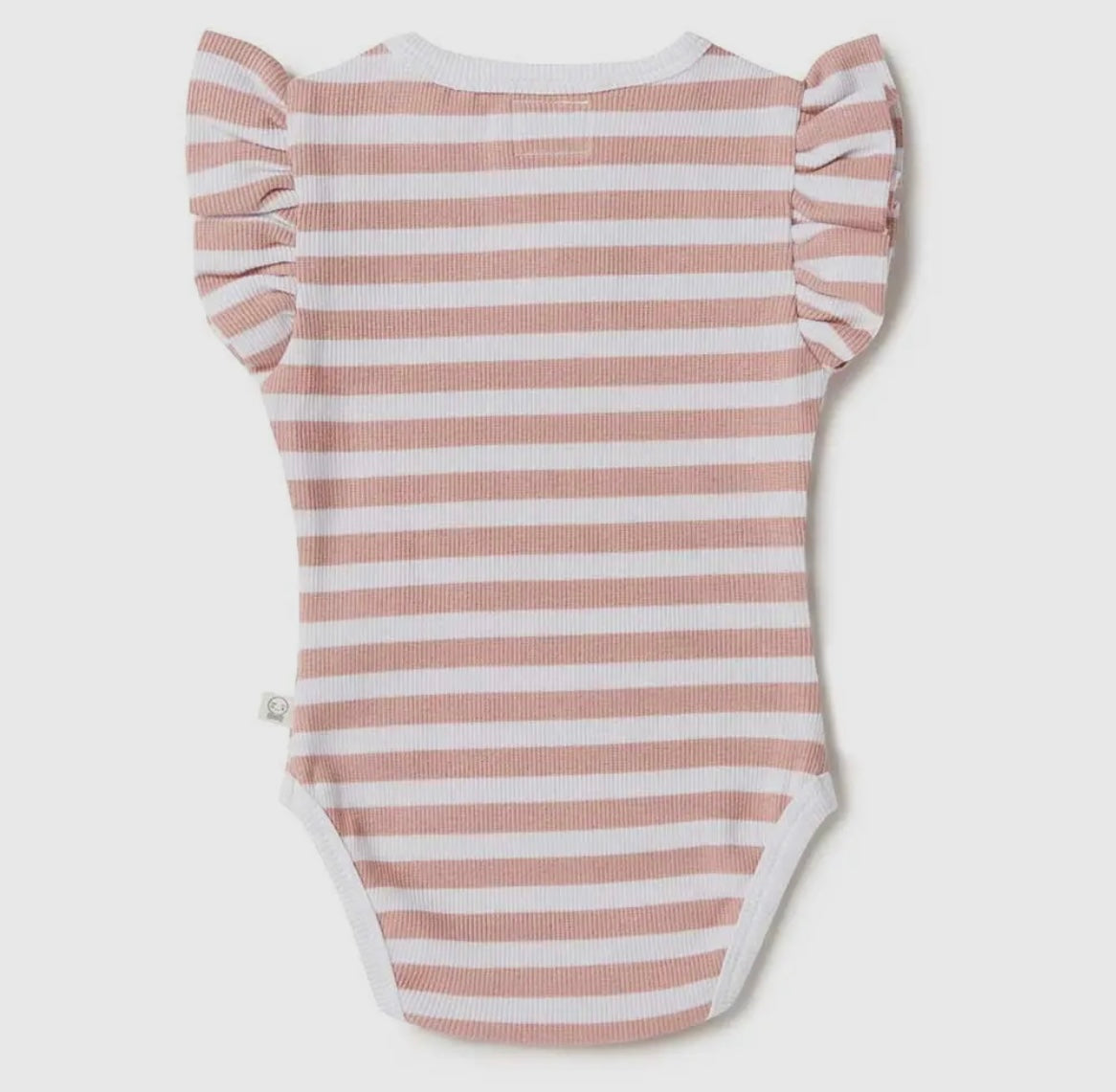 Pink Stripe Short Ruffle Sleeve Bodysuit