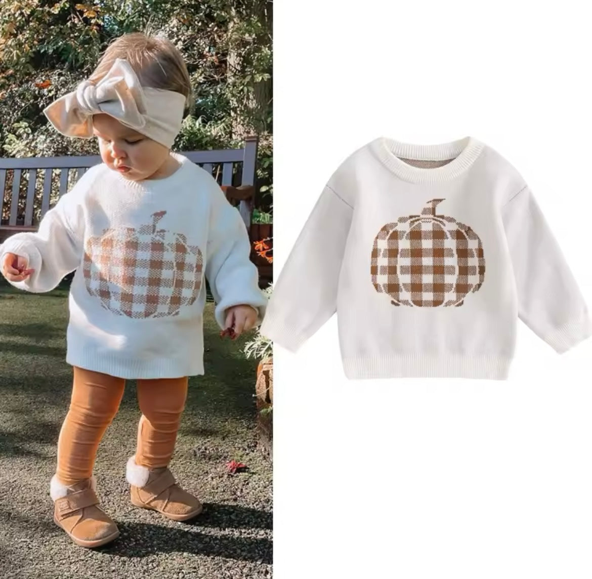 Fall Cream Knit Pumpkin Sweater