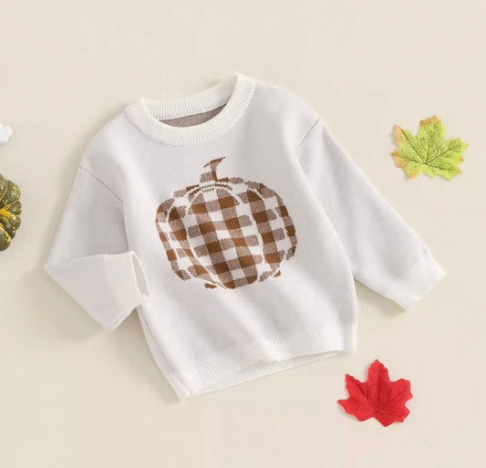 Fall Cream Knit Pumpkin Sweater