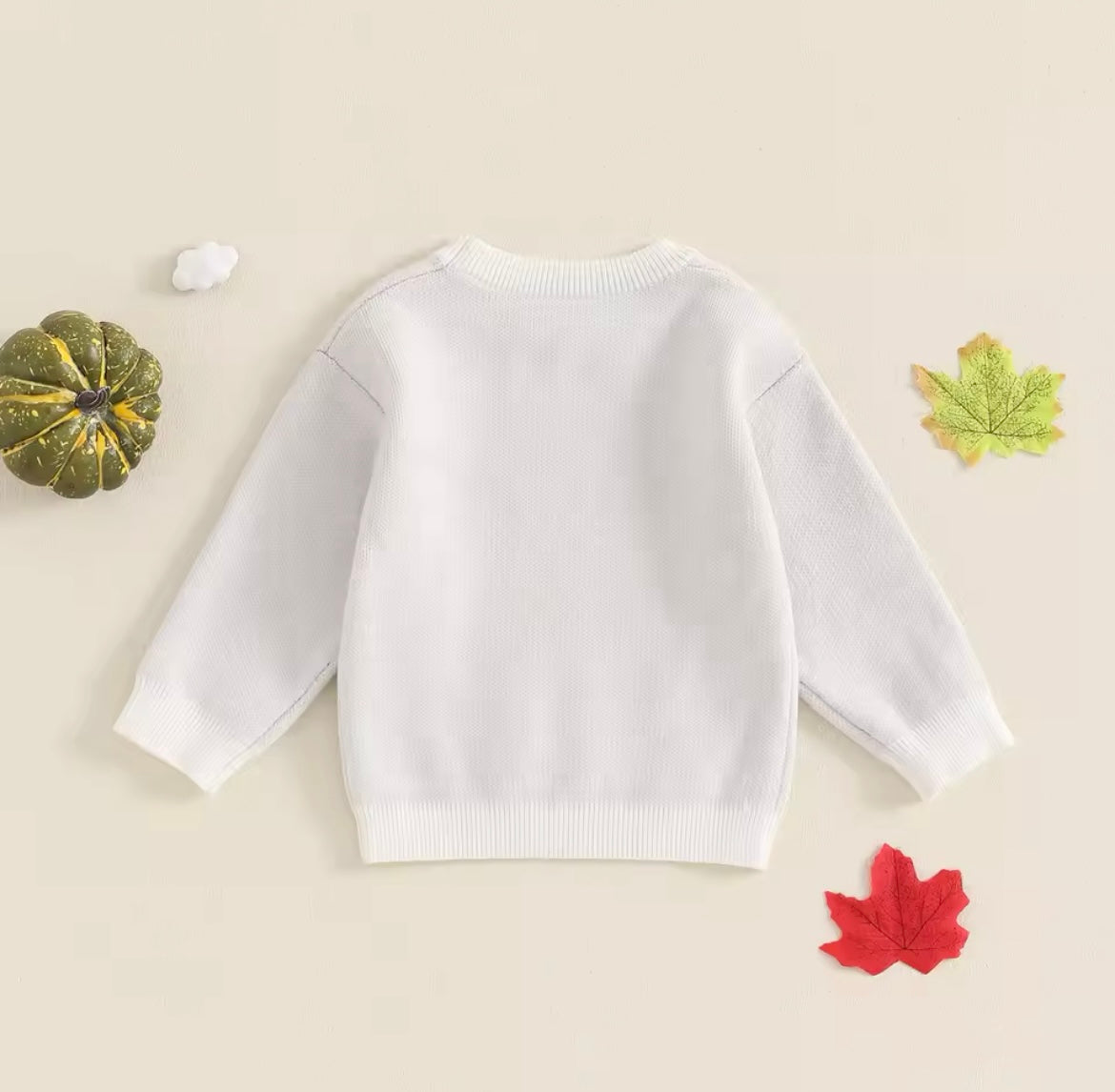 Fall Cream Knit Pumpkin Sweater