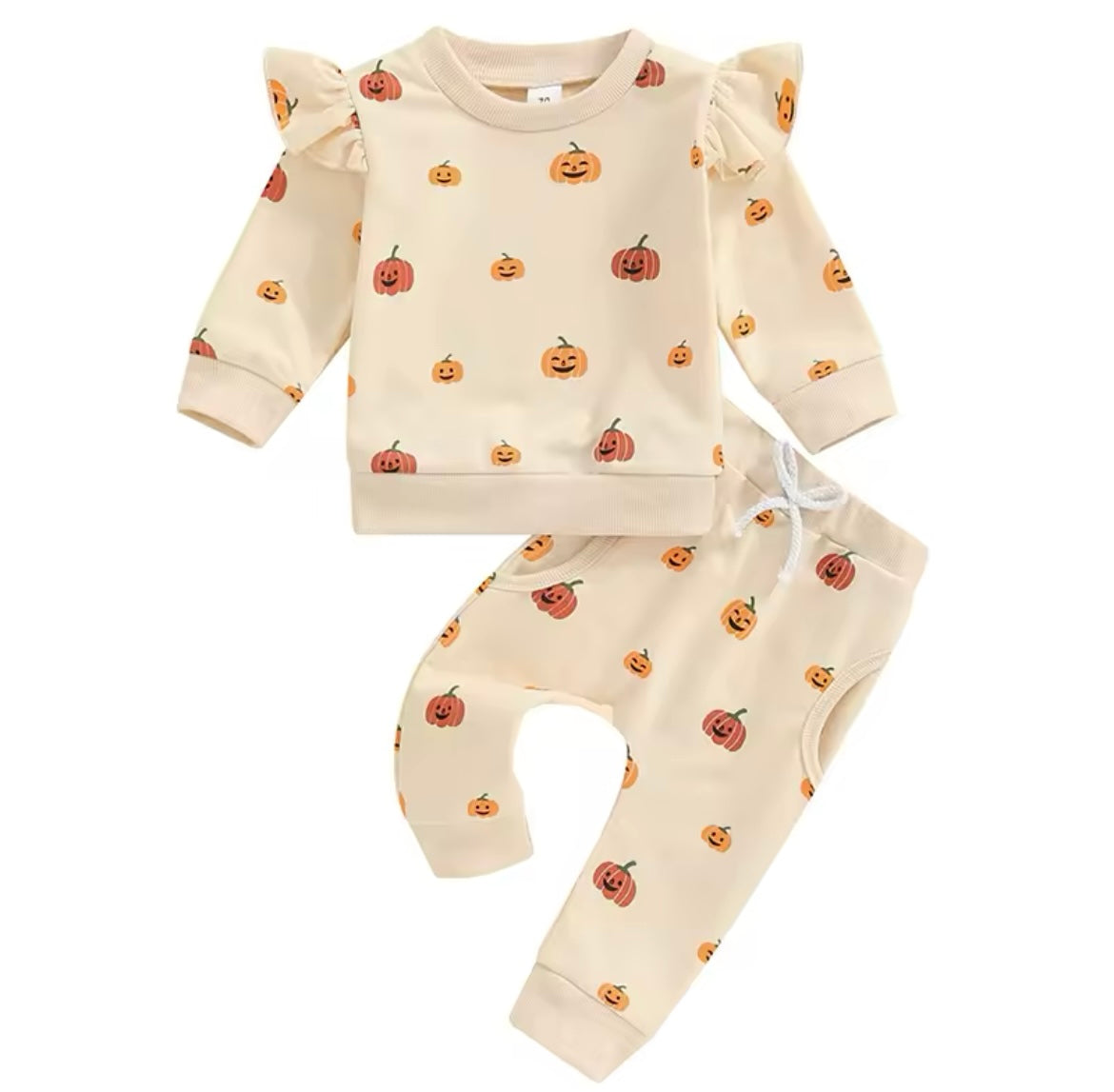 Fall Cream Pumpkin Sweatshirt Set