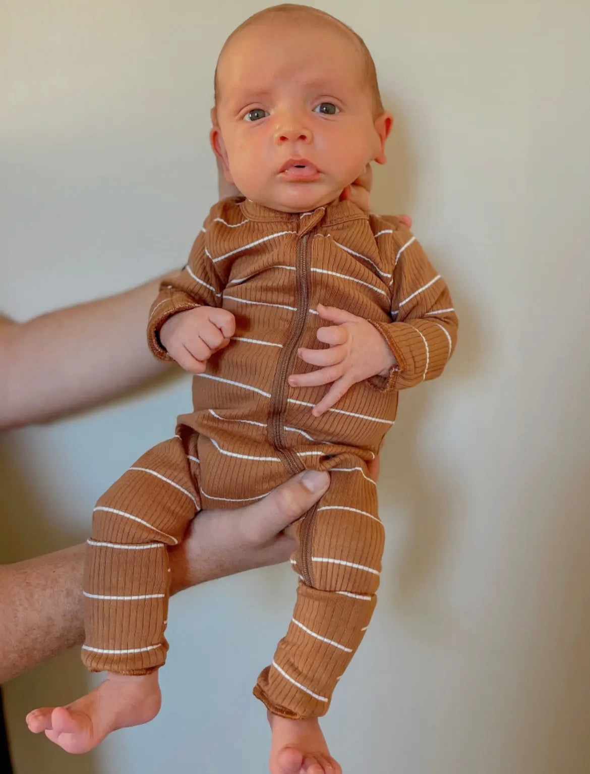 Saddle Stripe Ribbed Zip Romper