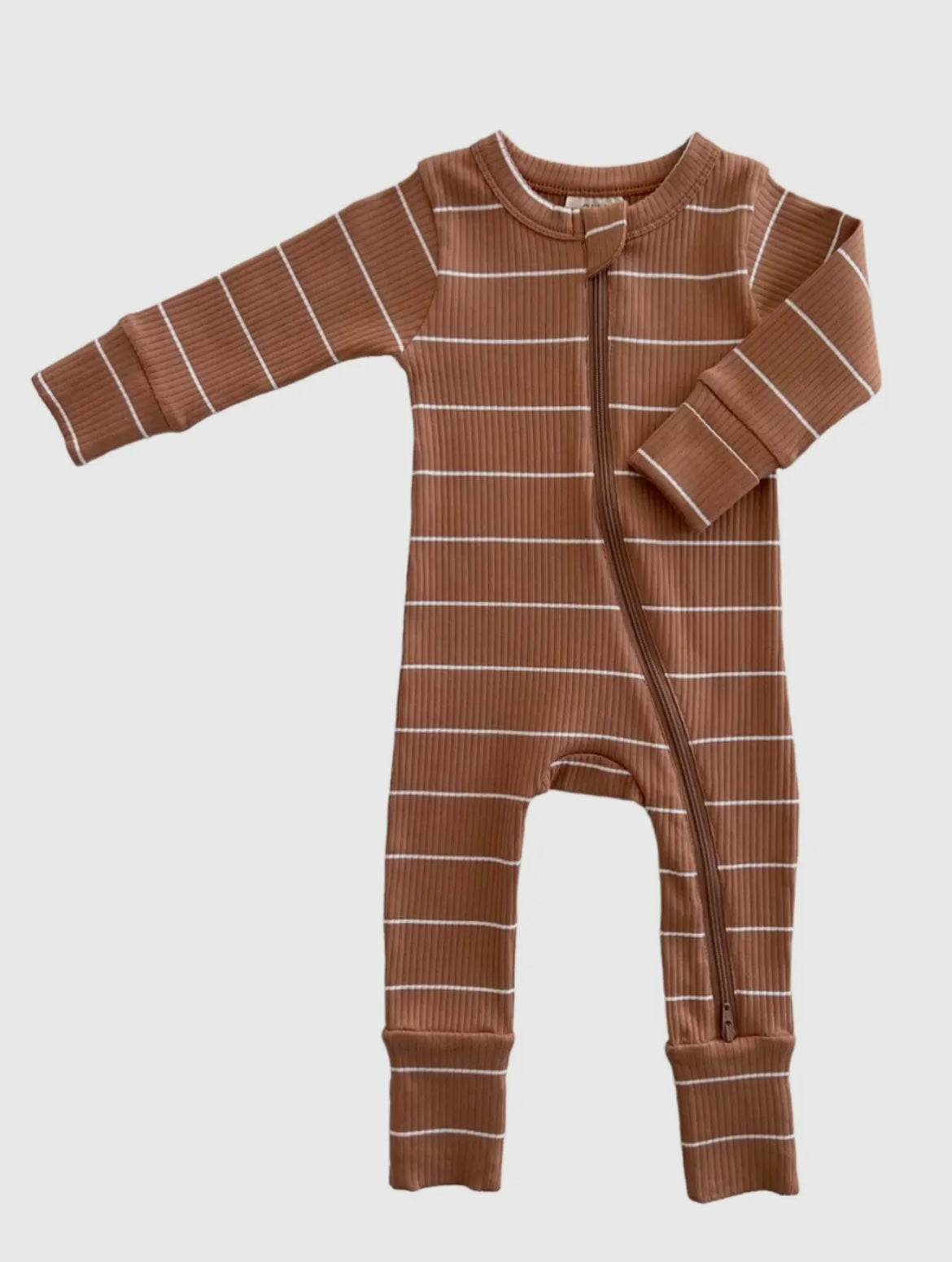 Saddle Stripe Ribbed Zip Romper