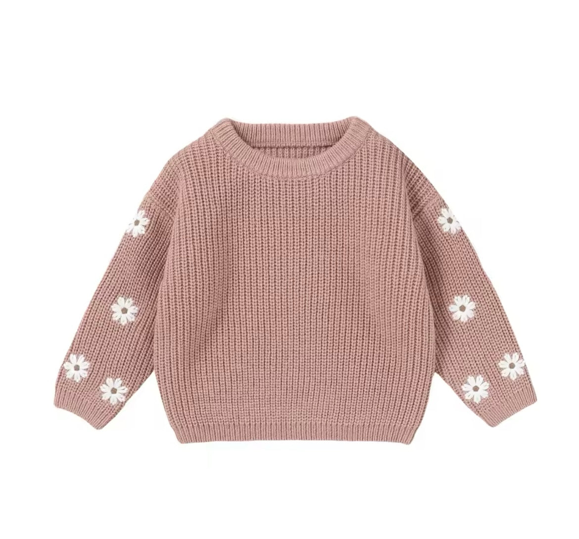 Baby Mauve Floral Sleeve Sweater