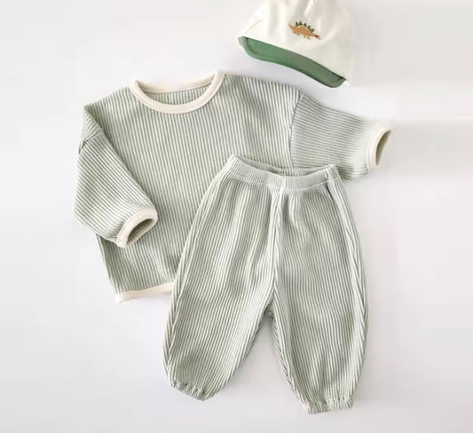 Mint Waffle Pullover top & Pant Set