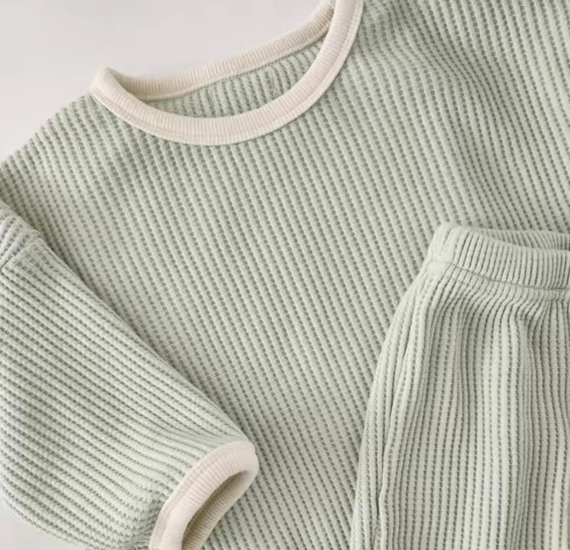 Mint Waffle Pullover top & Pant Set