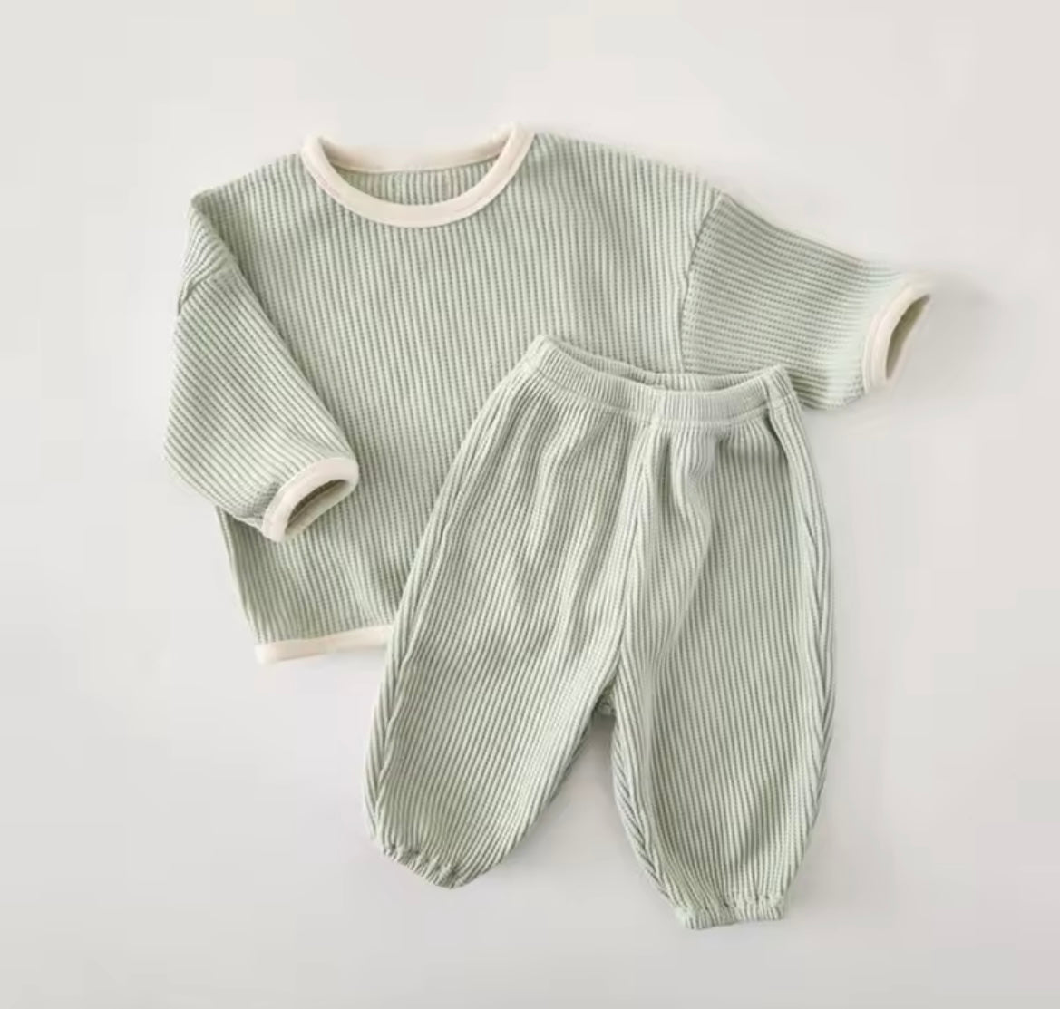 Mint Waffle Pullover top & Pant Set