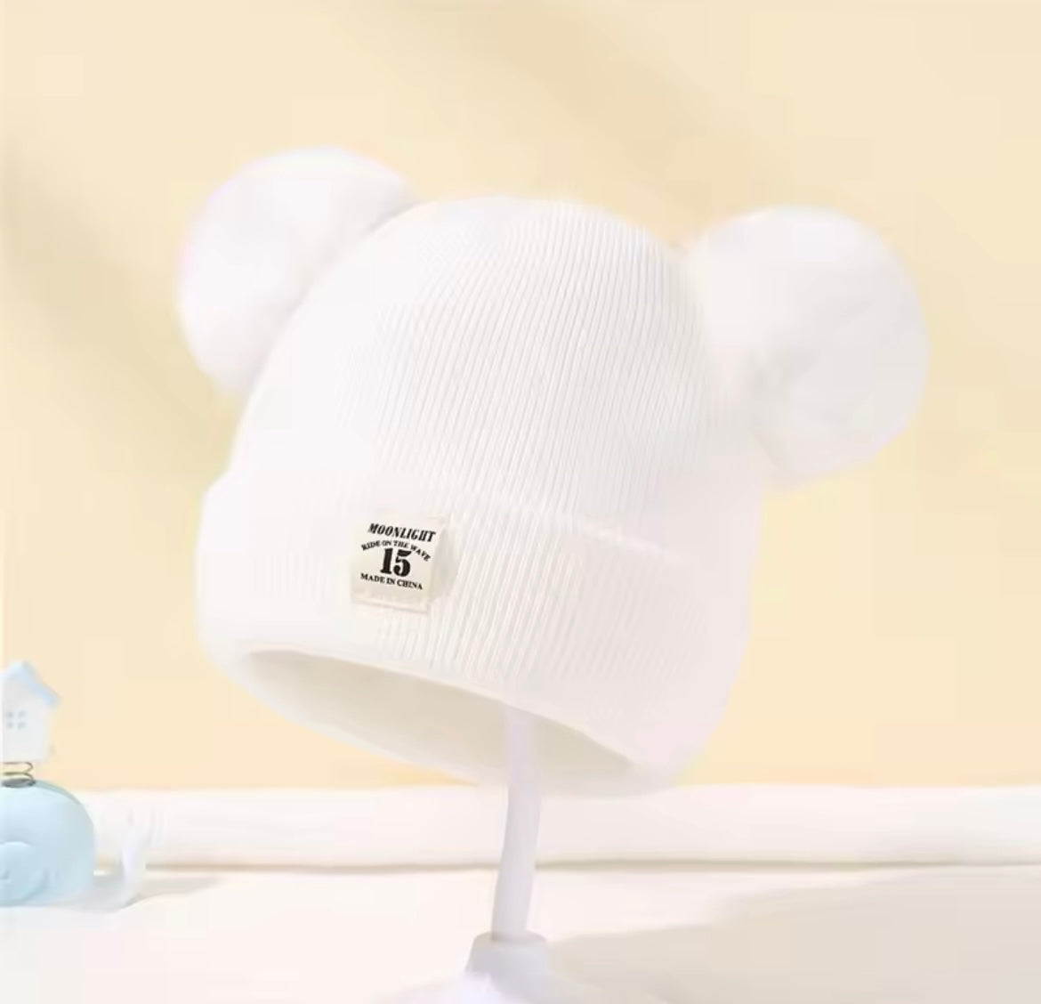 Baby Winter White Pompom Knit Beanie