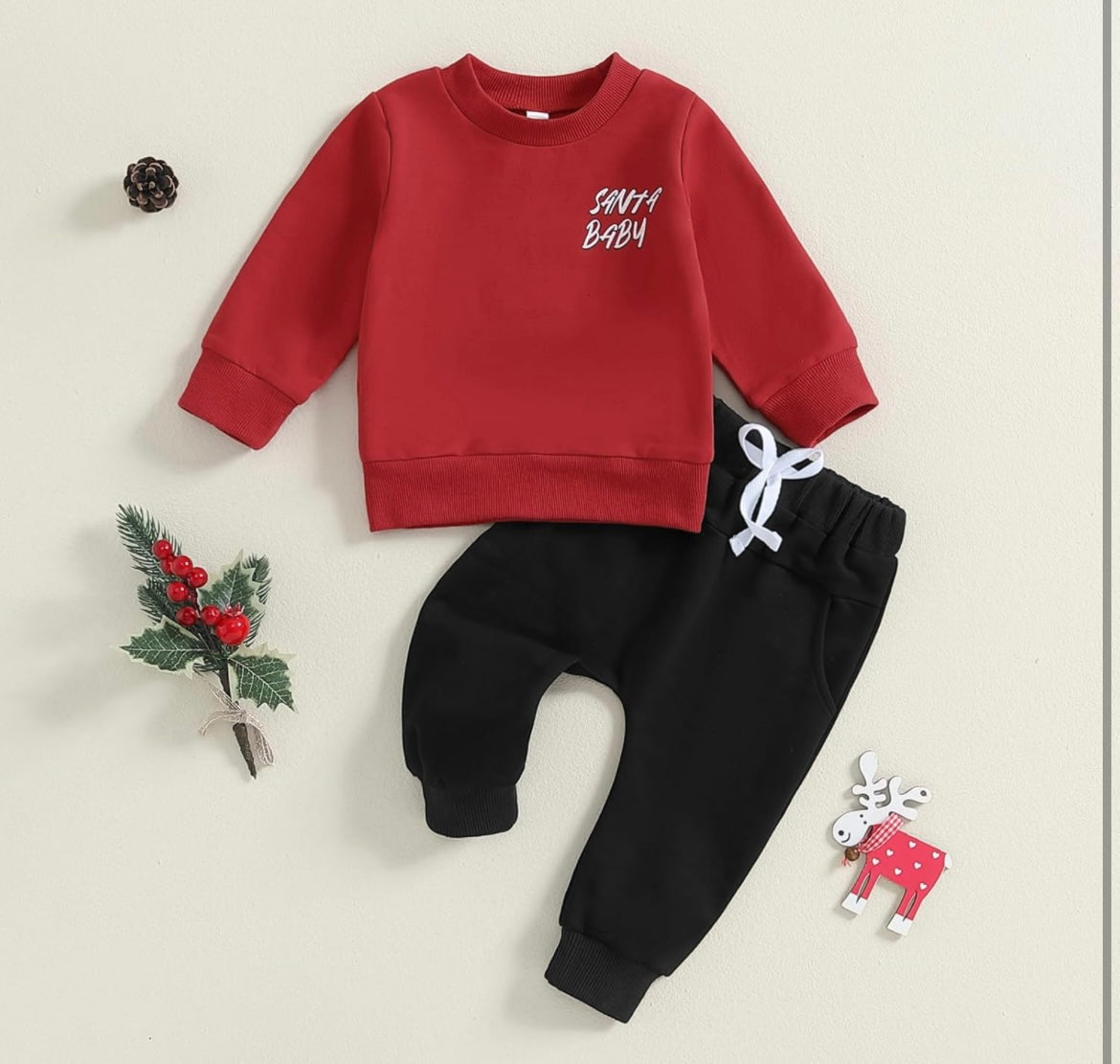 Christmas Santa Baby Sweatshirt & Pant Set