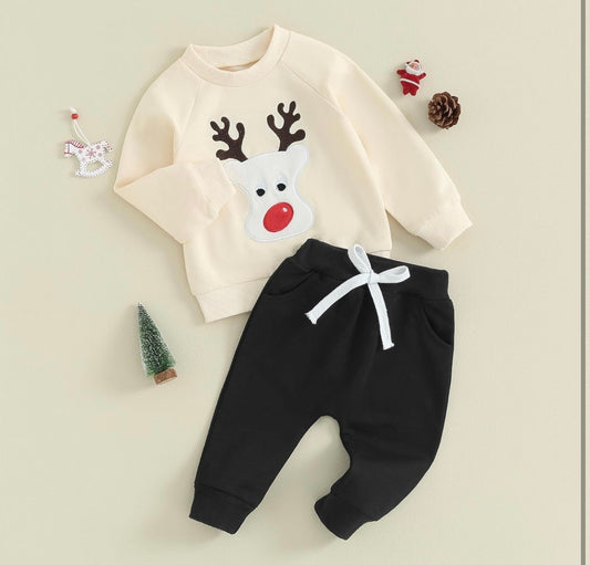 Christmas Reindeer Sweatshirt & Pant Set