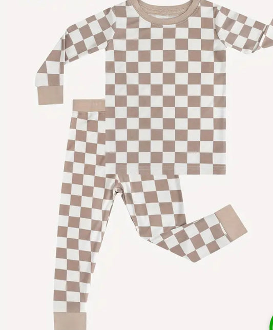 Bamboo 2 Piece Toddler Checkerboard Pajamas