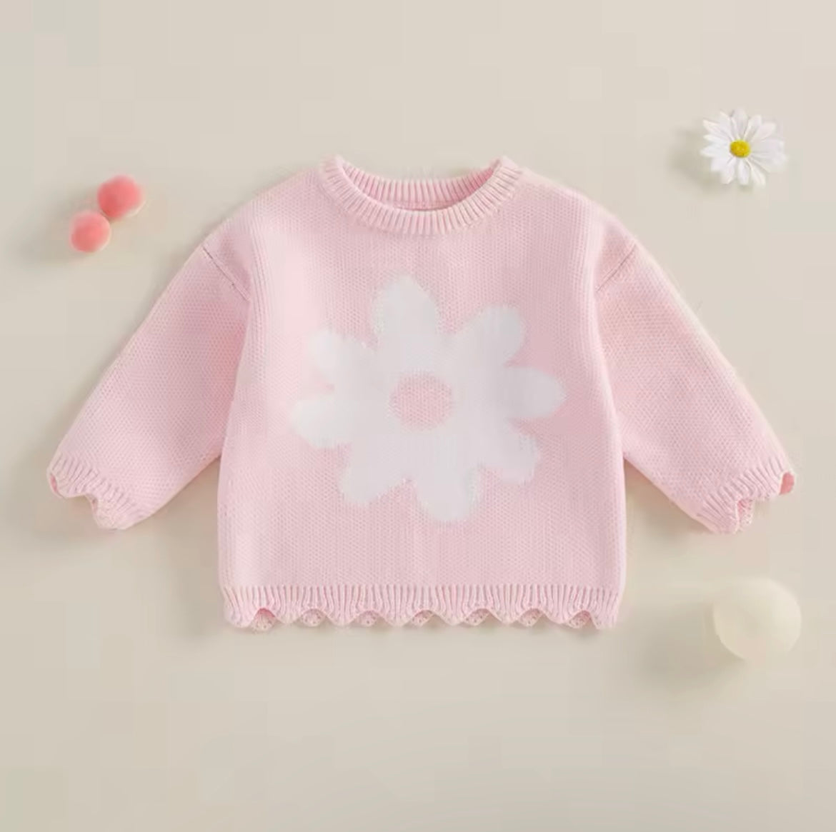 Girl Flower Pink Sweater