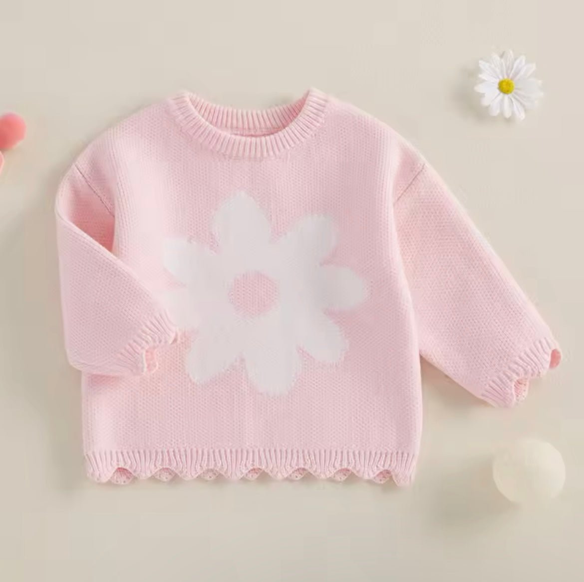 Girl Flower Pink Sweater