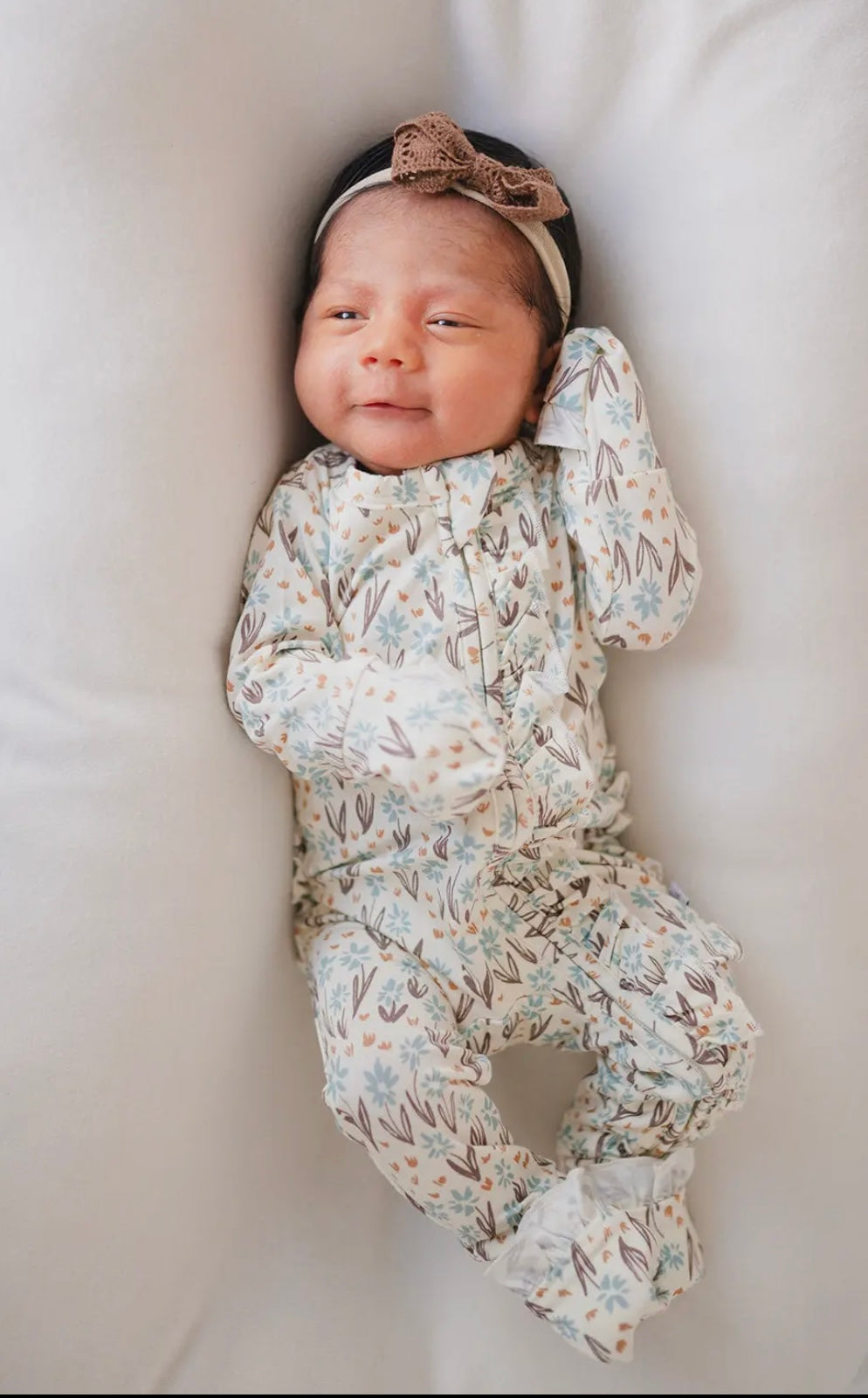 Baby Girl Ruffle Floral Bamboo Zipper Sleeper