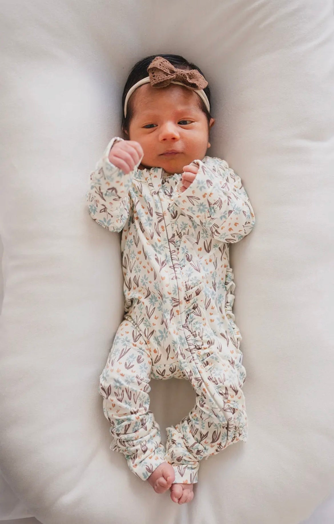 Baby Girl Ruffle Floral Bamboo Zipper Sleeper