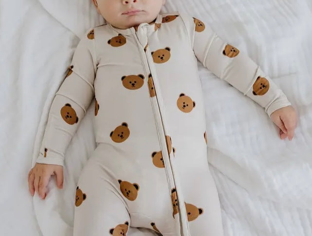 Boy Bear Bamboo Zipper Footie Sleeper