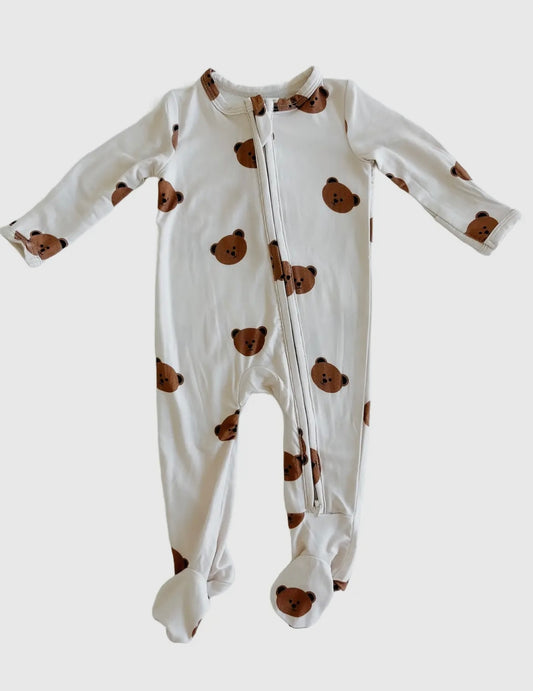 Boy Bear Bamboo Zipper Footie Sleeper