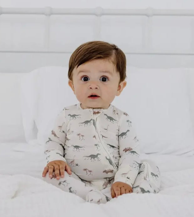 Boy Dinosaur Bamboo Footie Zipper Sleeper